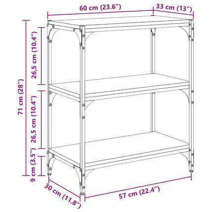 Bokskåp Svart ek 60 x 33 x 70,5 cm Konstruerat trä och järn