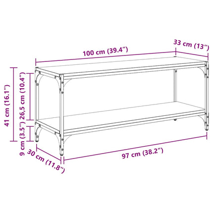TV-skåp Gammalt trä 100x33x41cm Konstruerat trä och järn