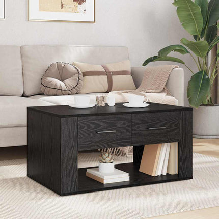 Kaffeebord med låda Svart Ek 80 x 50 x 40 cm Konstruerat trä