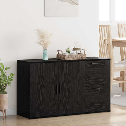 Sideboard med låda Svart Ek 100 x 33 x 59.5 cm Konstruerat trä