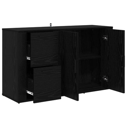 Sideboard med låda Svart Ek 100 x 33 x 59.5 cm Konstruerat trä
