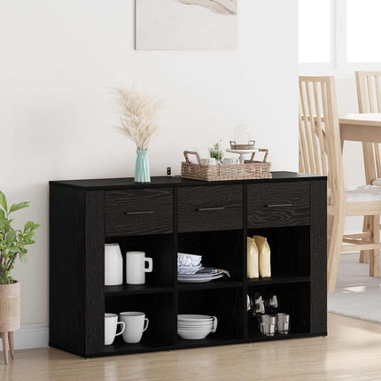 Sideboard med låda Svart Ek 100 x 30 x 59,5 cm Konstruerat trä