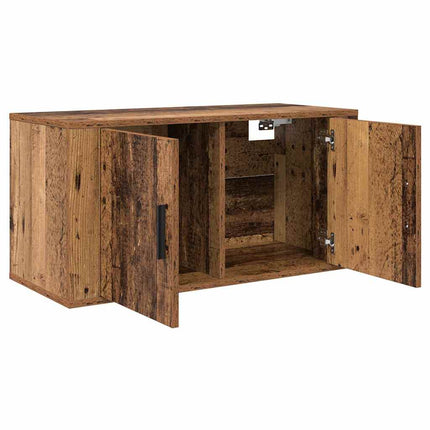 Väggmonterat TV-förråd 80 x 34.5 x 40 cm Gammalt trä