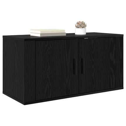 Väggmonterat TV-förråd Väggmonterad Svart ek 80 x 34.5 x 40 cm