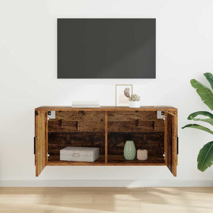 Väggmonterat TV-förråd Gammalt trä 100 x 34,5 x 40 cm