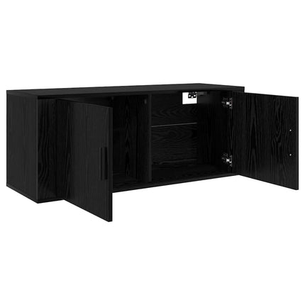Väggmonterat TV-förråd 100 x 34,5 x 40 cm Svart Ek