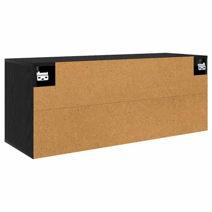 Väggmonterat TV-förråd 100 x 34,5 x 40 cm Svart Ek