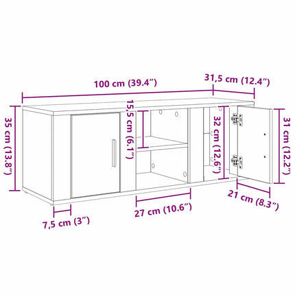 TV-skåp Artisan Ek 100 x 31,5 x 35 cm Konstruerat trä