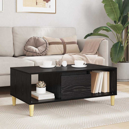 Kaffeebord med låda Svart Ek 90 x 50 x 26.5 cm Konstruerat trä