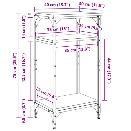 Sidobord Svart Ek 40 x 30 x 75 cm Konstruerat trä
