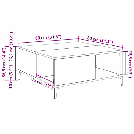Kaffeebord Svart Ek 80 x 80 x 36,5 cm Konstruerat trä