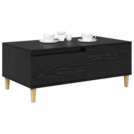 Kaffeebord med låda Svart Ek 90 x 50 x 35 cm Konstruerat trä