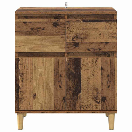 Sideboard med låda Gammalt trä 60 x 35 x 70 cm Konstruerat trä