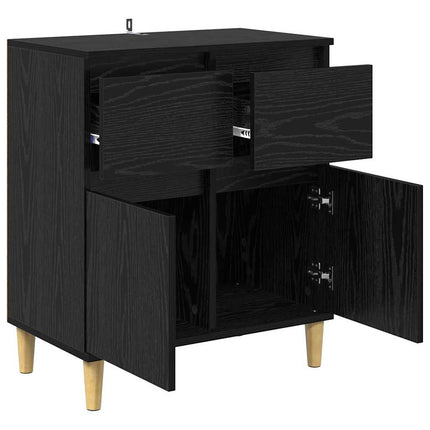 Sideboard med låda Svart Ek 60 x 35 x 70 cm Konstruerat trä