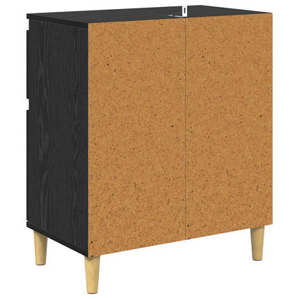 Sideboard med låda Svart Ek 60 x 35 x 70 cm Konstruerat trä
