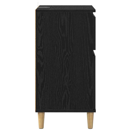 Nattduksbord 2 st Svart Ek 40 x 35 x 70 cm Konstruerat trä