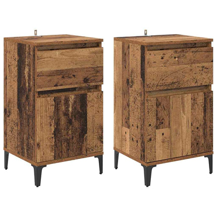 Nattduksbord 2 pcs Gammalt trä 40 x 35 x 70 cm Konstruerat trä