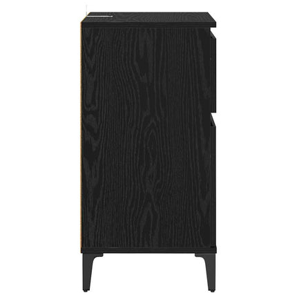 Nattduksbord 2 st Svart Ek 40 x 35 x 70 cm Konstruerat trä