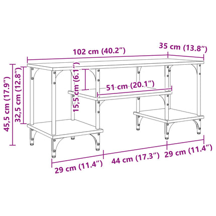 TV-skåp 102 x 35 x 45,5 cm Artisan Ek Konstruerat trä och järn