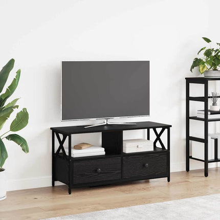 TV-skåp Svart Ek 90 x 33 x 45 cm Konstruerat trä och stål