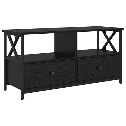 TV-skåp Svart Ek 90 x 33 x 45 cm Konstruerat trä och stål