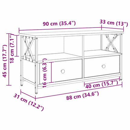 TV-skåp Svart Ek 90 x 33 x 45 cm Konstruerat trä och stål