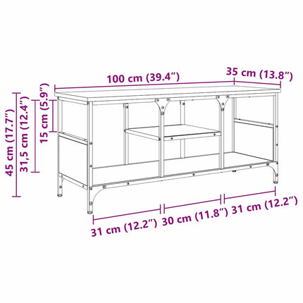 TV-skåp Svart Ek 100 x 35 x 45 cm Konstruerat trä och järn