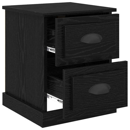 Nattduksbord 2 pcs Svart Ek 39 x 39 x 47,5 cm Konstruerat trä