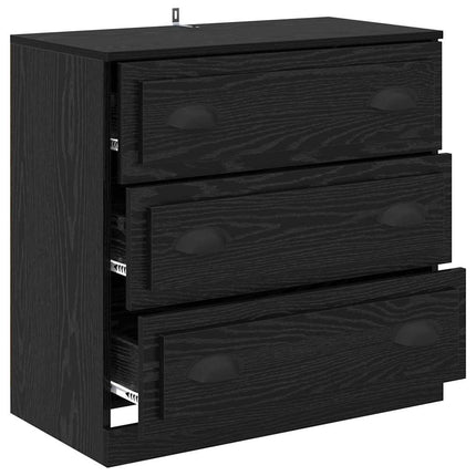 Sideboard med låda Svart Ek 70 x 35,5 x 67,5 cm Konstruerat trä