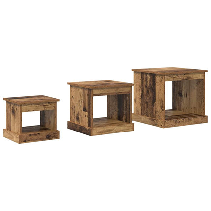 Kaffeebord 3 pcs Gammalt trä Konstruerat trä