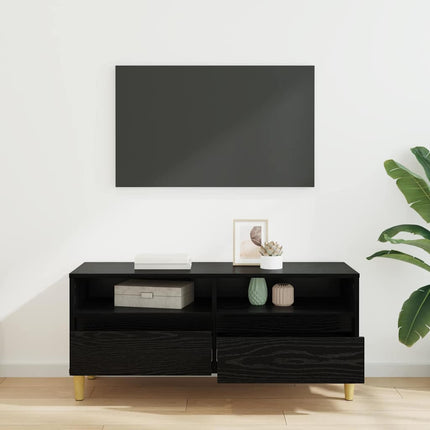 TV-skåp med låda Svart Ek 100 x 34,5 x 44,5 cm Konstruerat trä