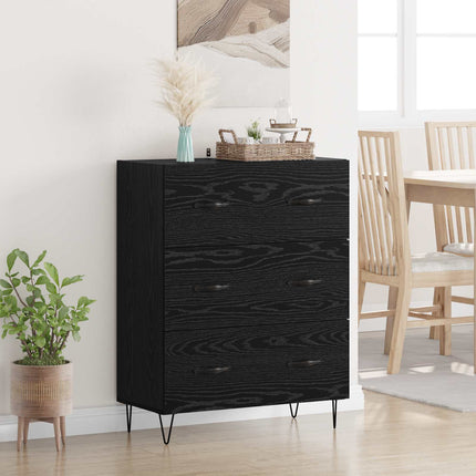 Sideboard Svart Ek 69,5 x 34 x 90 cm Konstruerat trä och järn