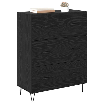 Sideboard Svart Ek 69,5 x 34 x 90 cm Konstruerat trä och järn