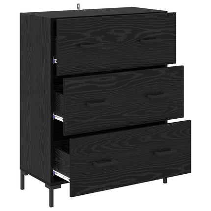 Sideboard Svart Ek 69,5 x 34 x 90 cm Konstruerat trä och järn