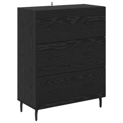 Sideboard Svart Ek 69,5 x 34 x 90 cm Konstruerat trä och järn