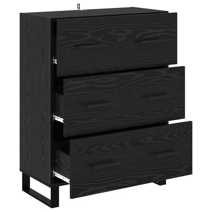 Sideboard Svart Ek 69,5 x 34 x 90 cm Konstruerat trä och järn