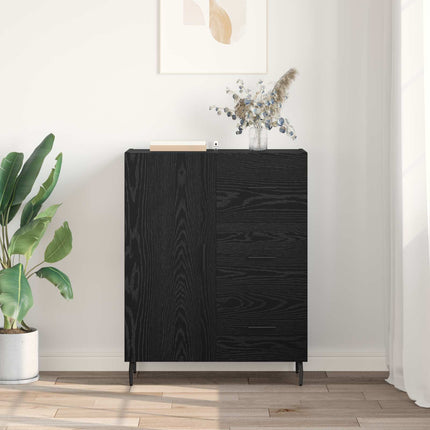 Sideboard Svart Ek 69,5 x 34 x 90 cm Konstruerat trä och järn