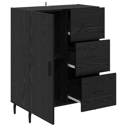 Sideboard Svart Ek 69,5 x 34 x 90 cm Konstruerat trä och järn