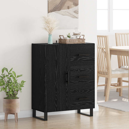 Sideboard Svart Ek 69,5 x 34 x 90 cm Konstruerat trä och järn
