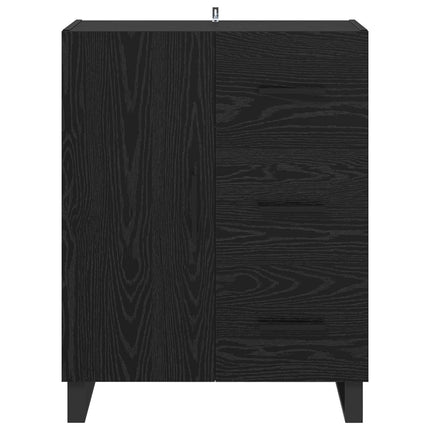 Sideboard Svart Ek 69,5 x 34 x 90 cm Konstruerat trä och järn