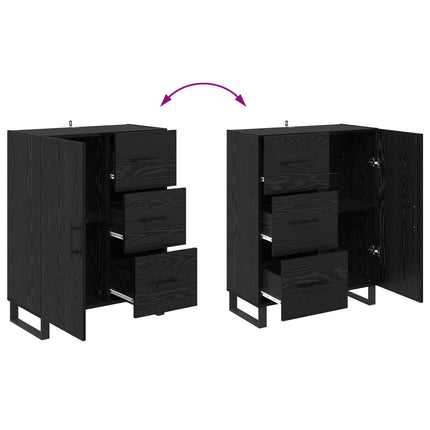 Sideboard Svart Ek 69,5 x 34 x 90 cm Konstruerat trä och järn