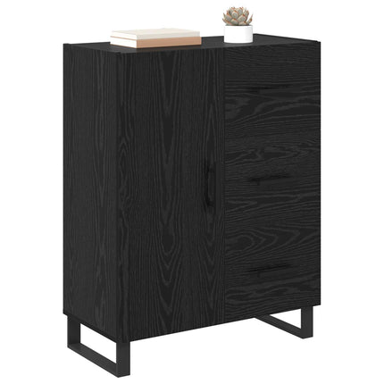 Sideboard Svart Ek 69,5 x 34 x 90 cm Konstruerat trä och järn