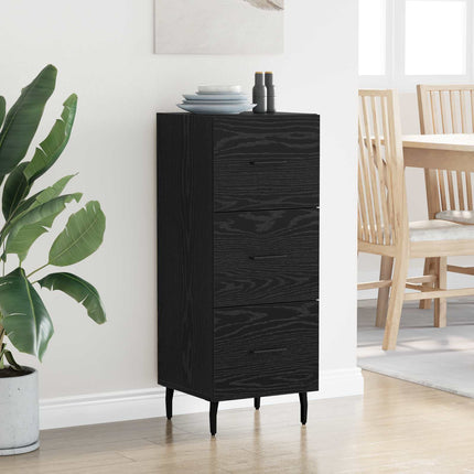 Sideboard med låda Svart ek 34 x 34,5 x 90 cm Konstruerat trä
