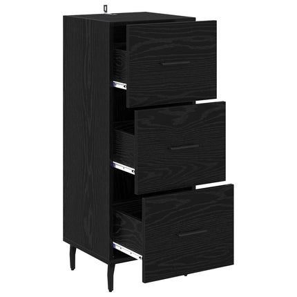 Sideboard med låda Svart ek 34 x 34,5 x 90 cm Konstruerat trä