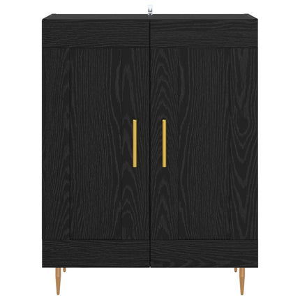 Sideboard Svart Ek 69,5 x 34 x 90 cm Konstruerat trä och järn
