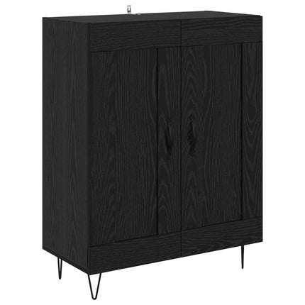 Sideboard Svart Ek 69,5 x 34 x 90 cm Konstruerat trä och järn