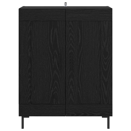 Sideboard Svart Ek 69,5 x 34 x 90 cm Konstruerat trä och järn