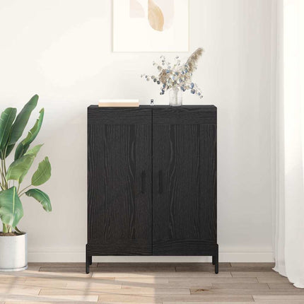 Sideboard Svart Ek 69,5 x 34 x 90 cm Konstruerat trä och järn