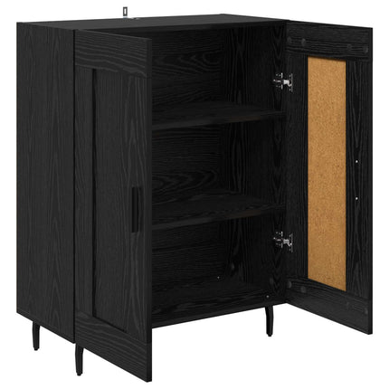 Sideboard Svart Ek 69,5 x 34 x 90 cm Konstruerat trä och järn