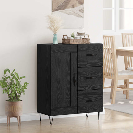 Sideboard med låda Svart Ek 69,5 x 34 x 90 cm Konstruerat trä